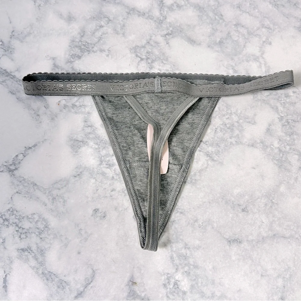 NWT Vintage Victoria’s Secret Y2K gray low rise v-string thong panty small - Picture 3 of 3